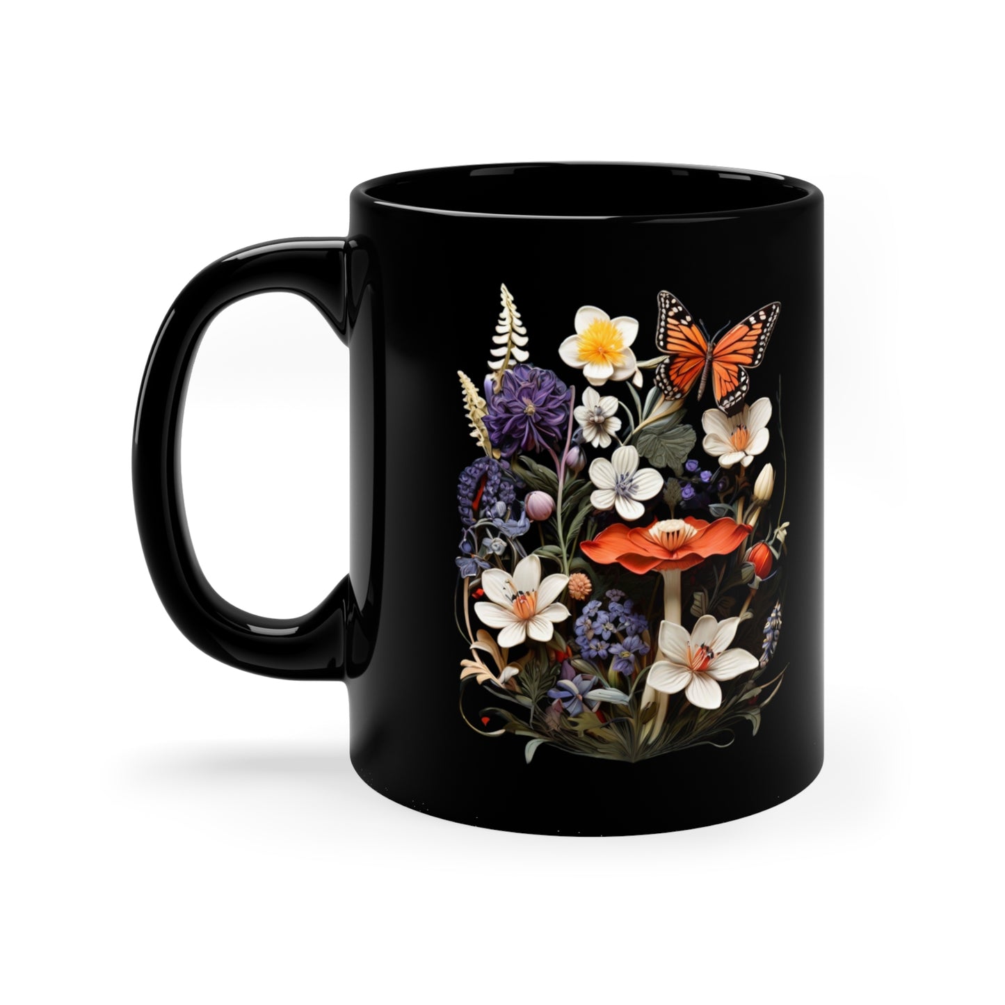 Herb and butterfly medley - 11oz Black Mug