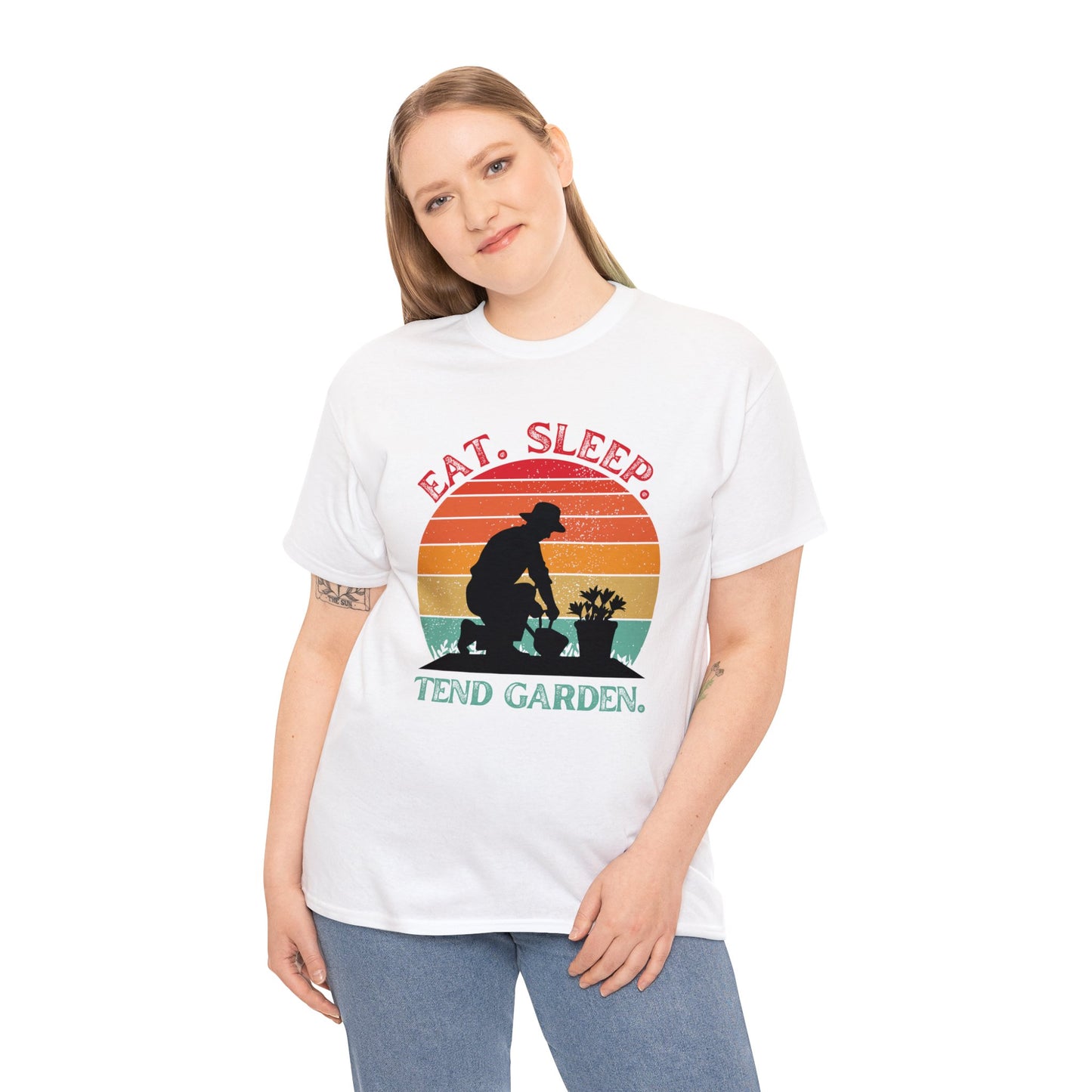 Eat, sleep, tend garden [retro sunset design]