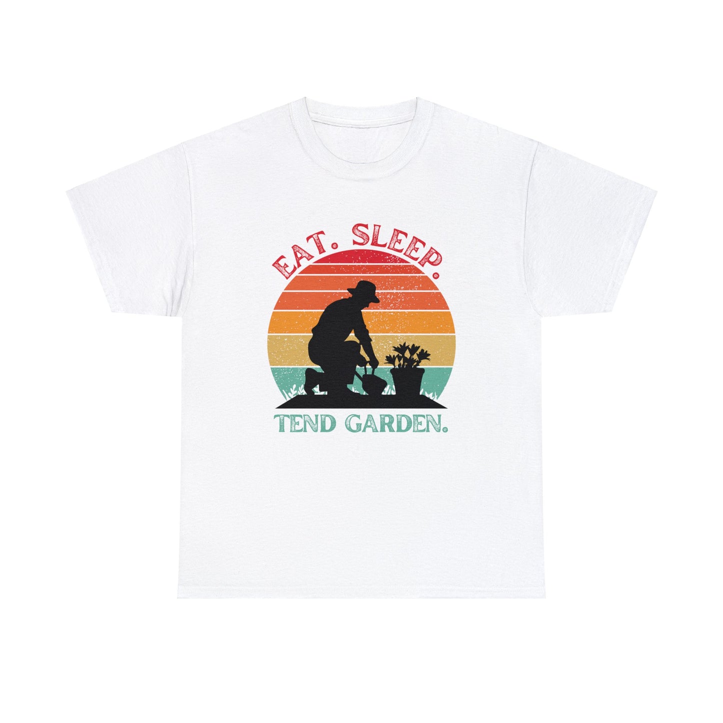 Eat, sleep, tend garden [retro sunset design]