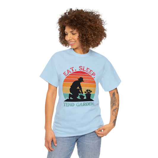 Eat, sleep, tend garden [retro sunset design]