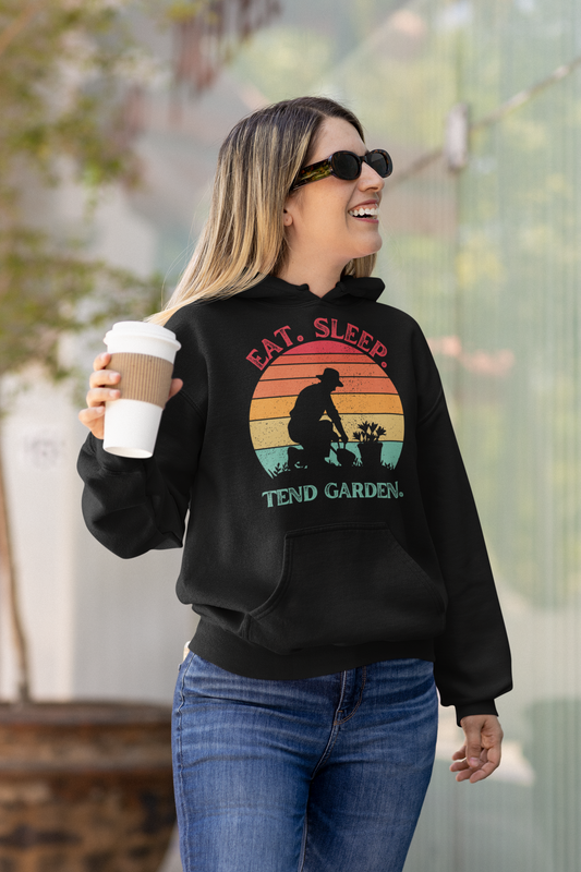 Eat. Sleep. Tend Garden [sweet retro sunset design]