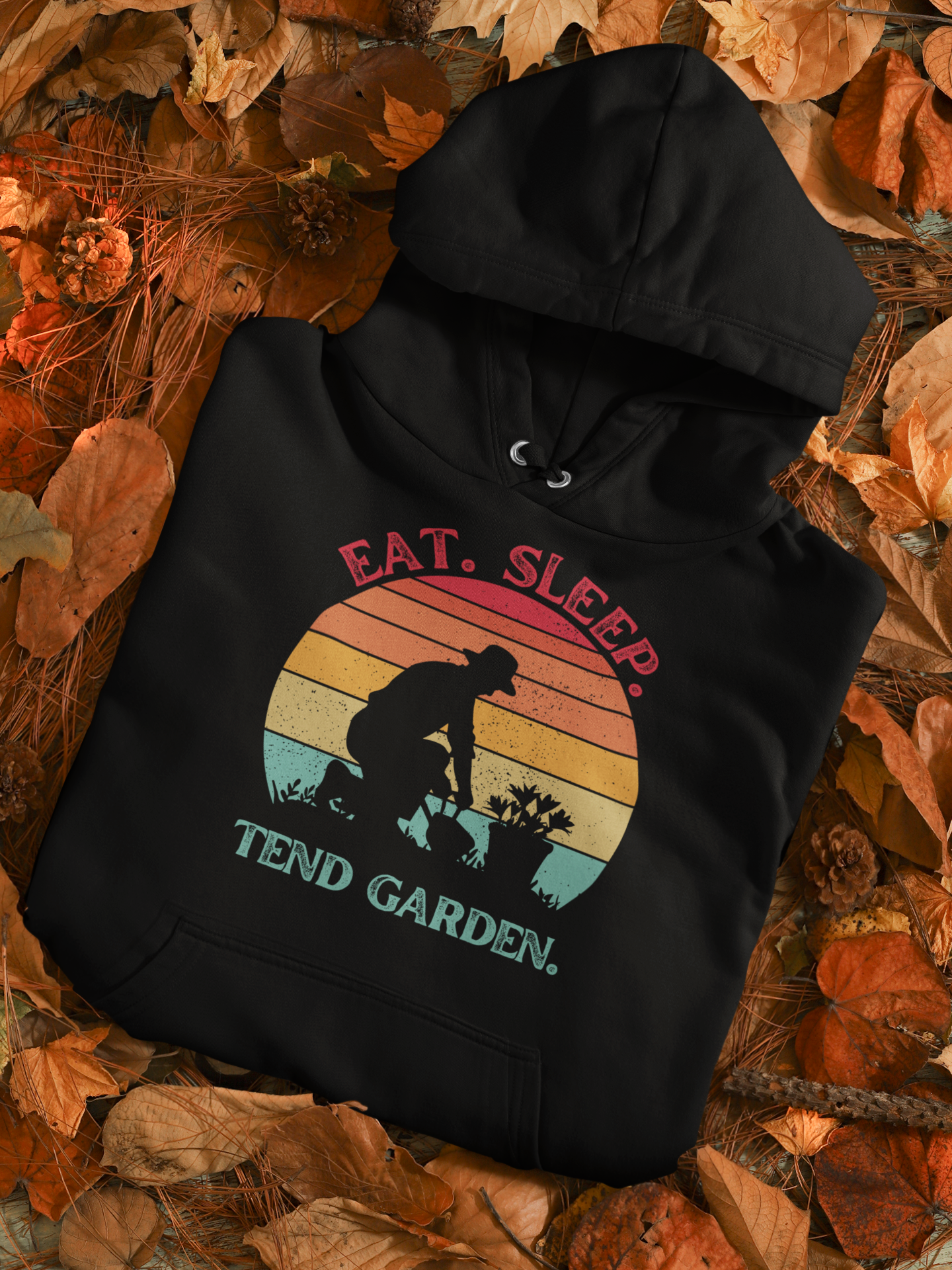 Eat. Sleep. Tend Garden [sweet retro sunset design]